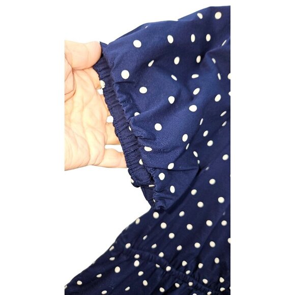 J Crew Short Sleeve Collared Mini Dress Polka Dots Navy Blue White Sz 10 NEW - Picture 9 of 13